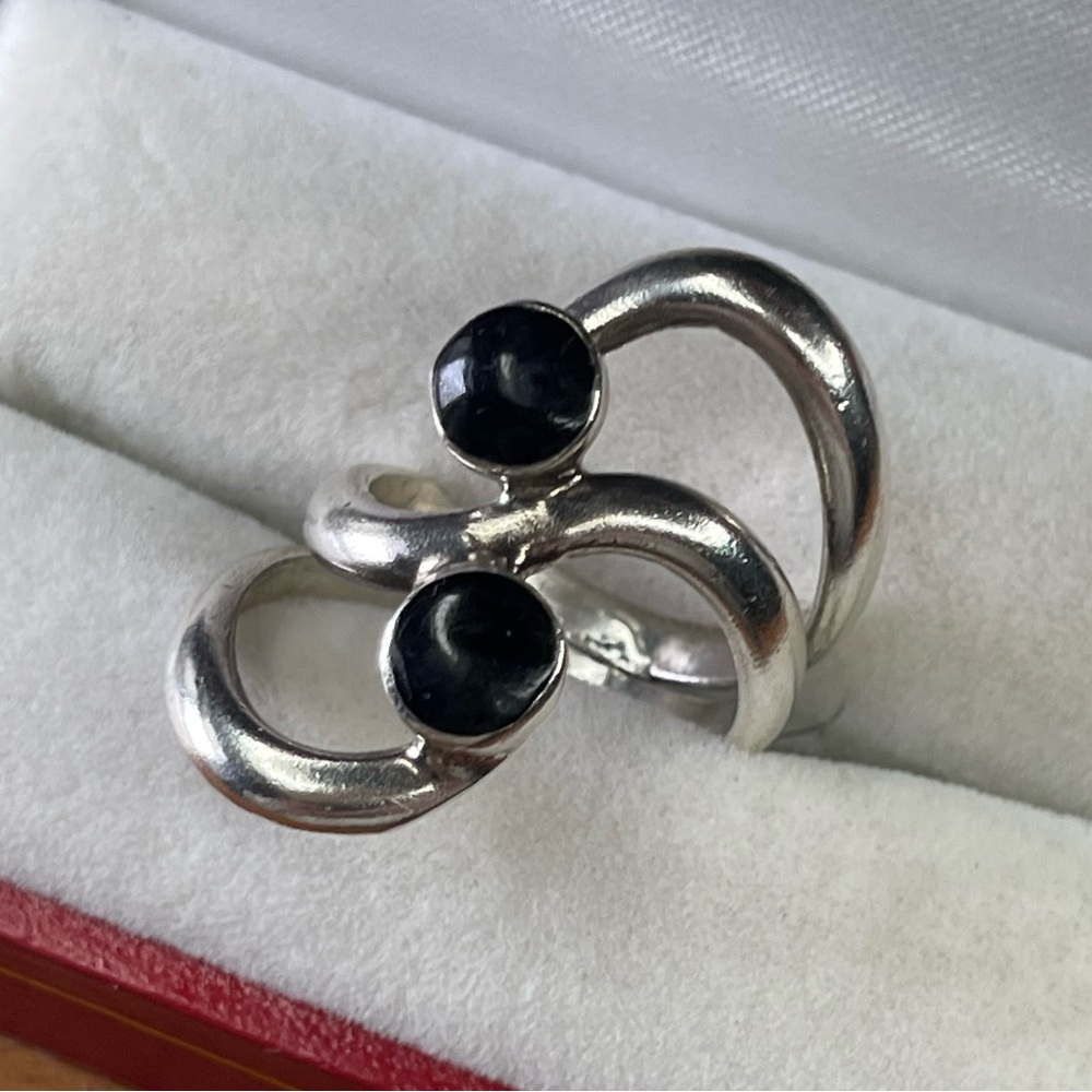 Onyx and Sterling Silver Ring, size 9